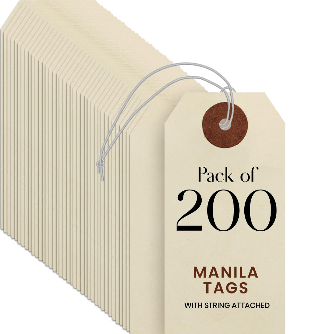 9pt Creme Manila Tag w/ String Set of 200 Size #2