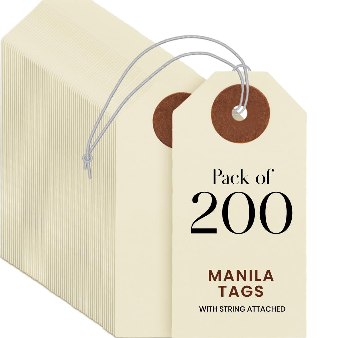 9pt Creme Manila Tag w/ String Set of 200 Size #1