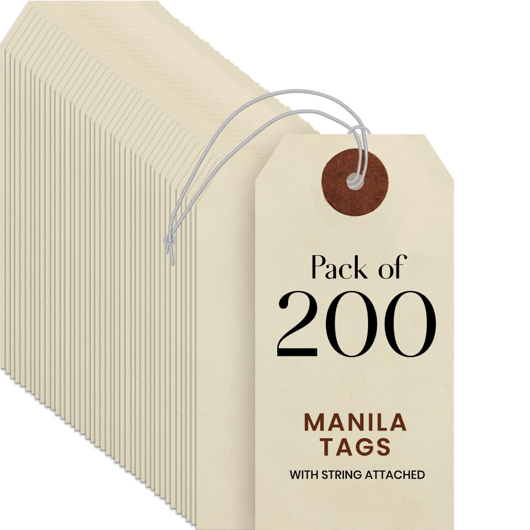 9pt Creme Manila Tag w/ String Set of 200 Size #3