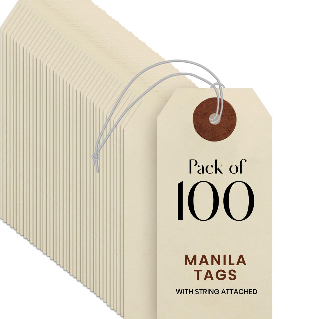9pt Creme Manila Tag w/ String Set of 100 Size #2