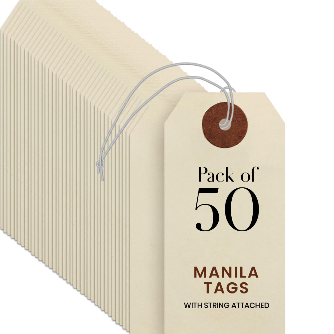 9pt Creme Manila Tag w/ String Set of 50 Size #2