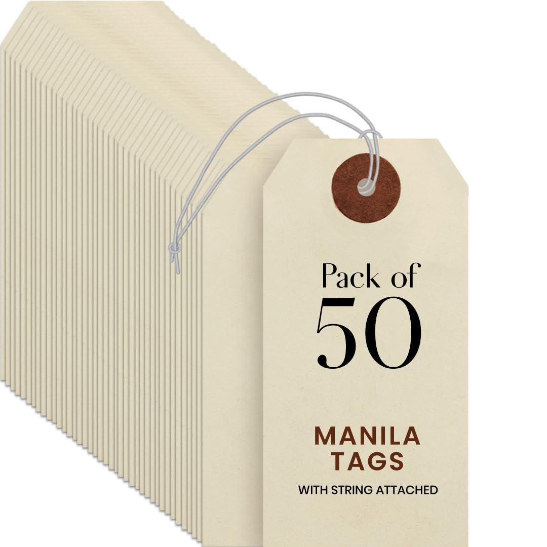 9pt Creme Manila Tag w/ String Set of 50 Size #3