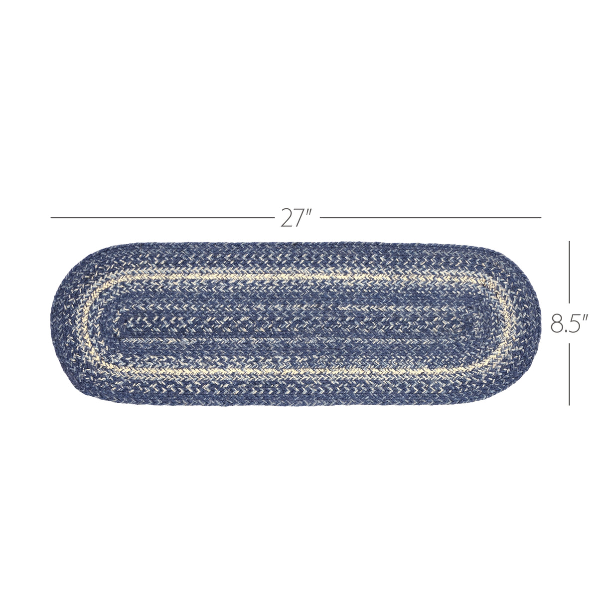 Great Falls Blue Jute Stair Tread Oval Latex 8.5x27, Set of 7