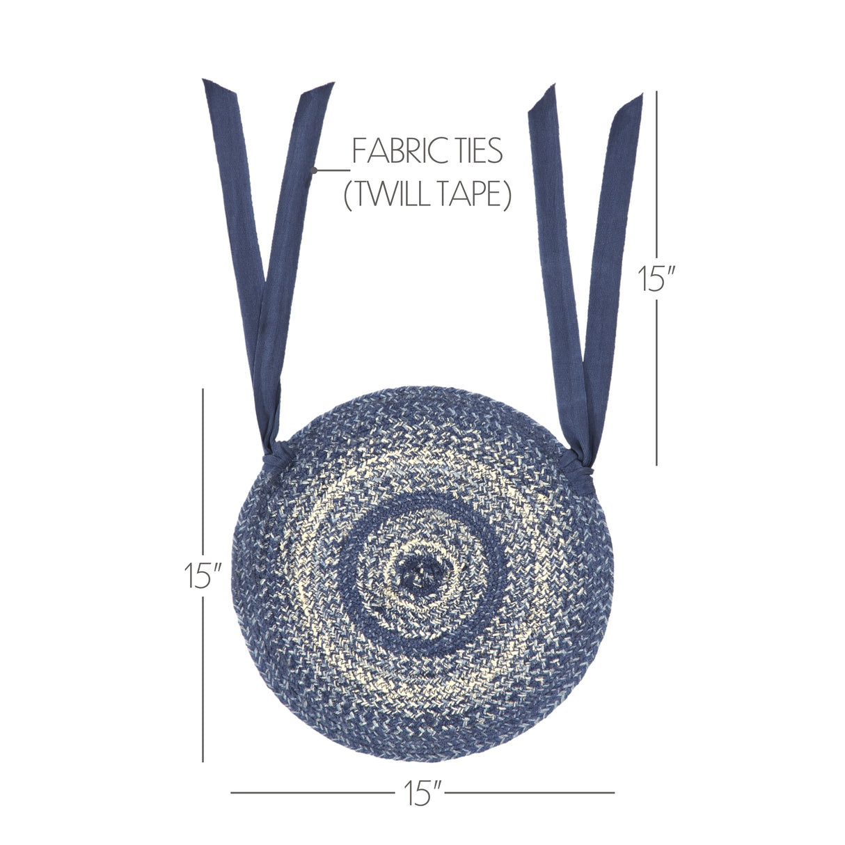 Great Falls Blue 15 Inch Jute Chair Pad