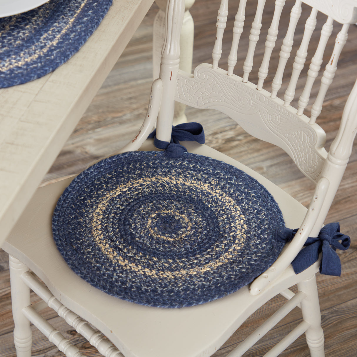 Great Falls Blue 15 Inch Jute Chair Pad