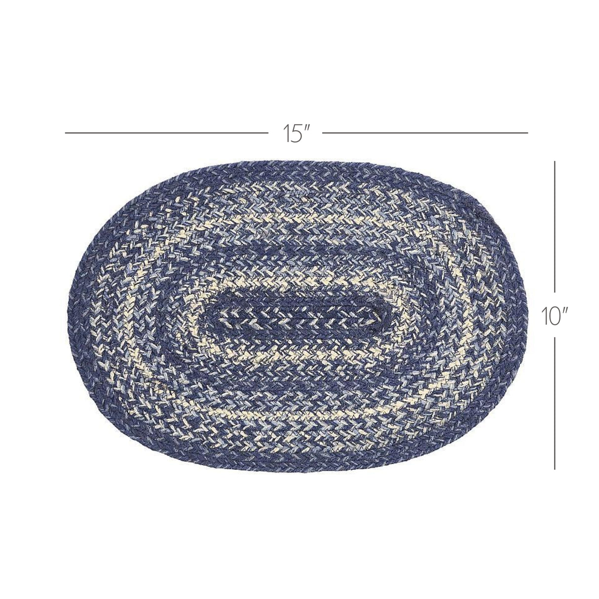 Farmhouse Great Falls Blue Table Placemat, Blue White, Jute Blend, Oval, 10x15 Inches, 12 Pack 12 Pack
