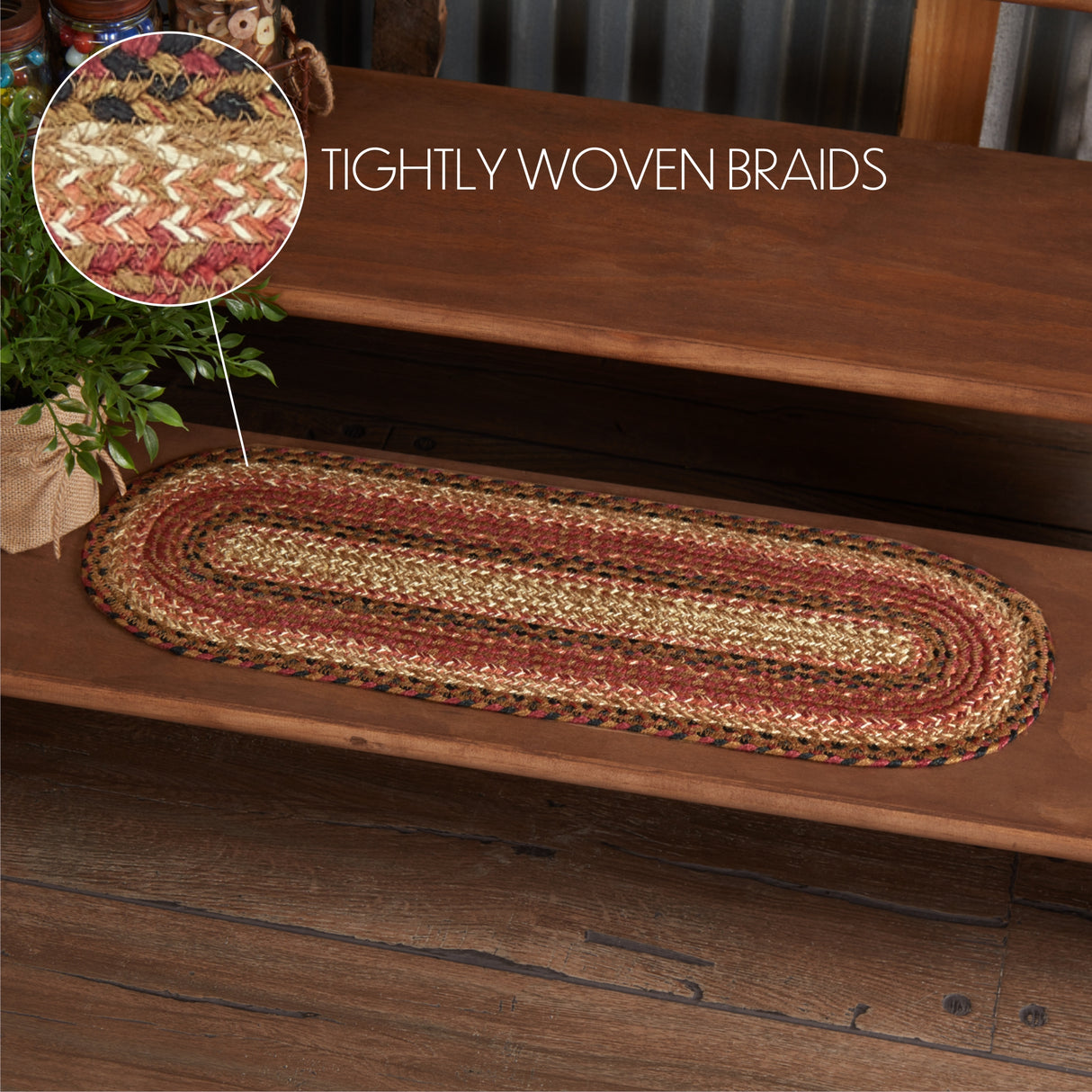 Ginger Spice Jute Stair Tread Oval Latex 8.5x27, Set of 7