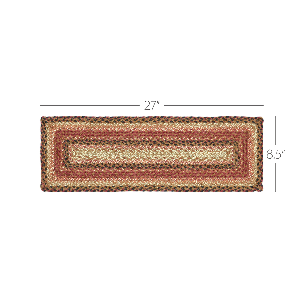 Ginger Spice Jute Stair Tread Rect Latex 8.5x27, Set of 7