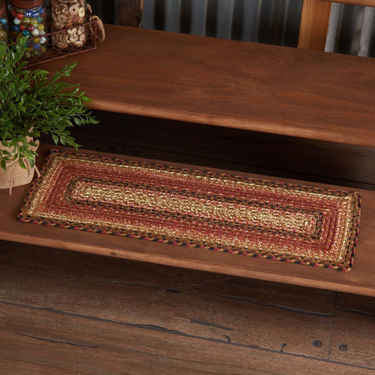Ginger Spice Jute Stair Tread Rect Latex 8.5x27, Set of 7