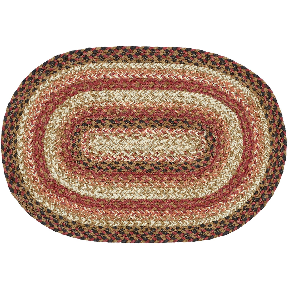 Ginger Spice Table Placemat, Orange Red Natural, Jute Blend, Oval, 12x18 Inches, 4 Pack 4 Pack