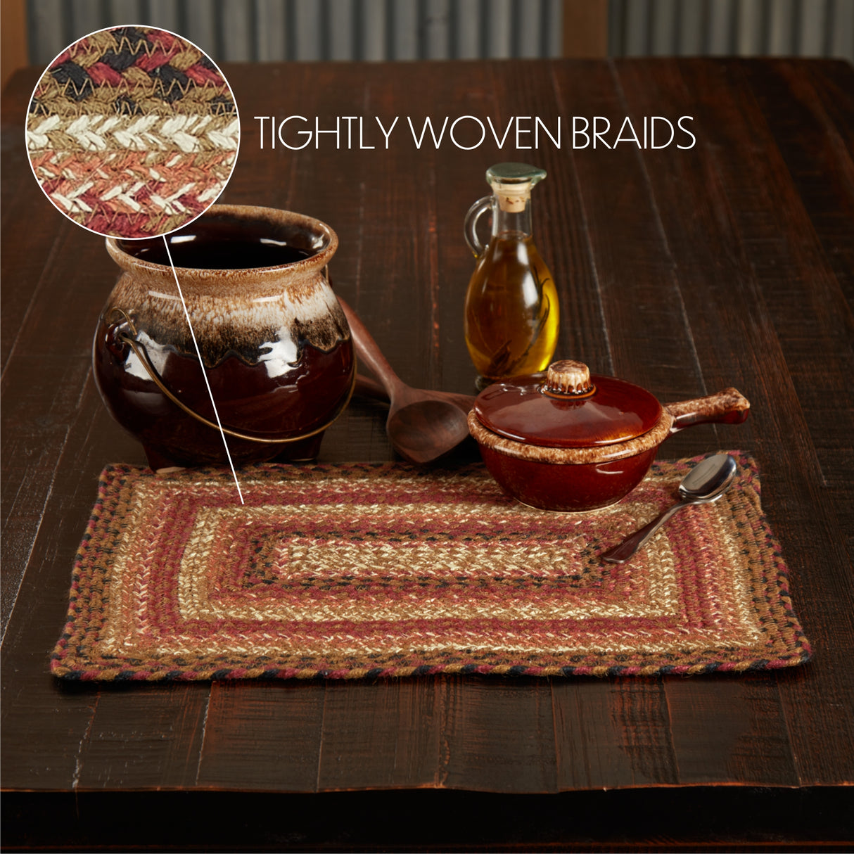 Ginger Spice Table Placemat, Orange Red Natural, Jute Blend, Rectangle, 12x18 Inches, 12 Pack 12 Pack