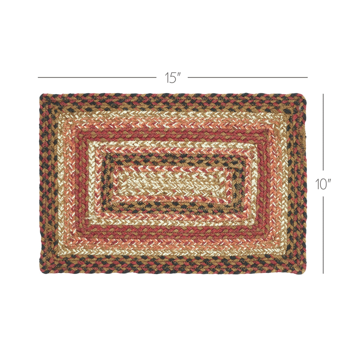 Ginger Spice Table Placemat, Orange Red Natural, Jute Blend, Rectangle, 10x15 Inches, 6 Pack 6 Pack