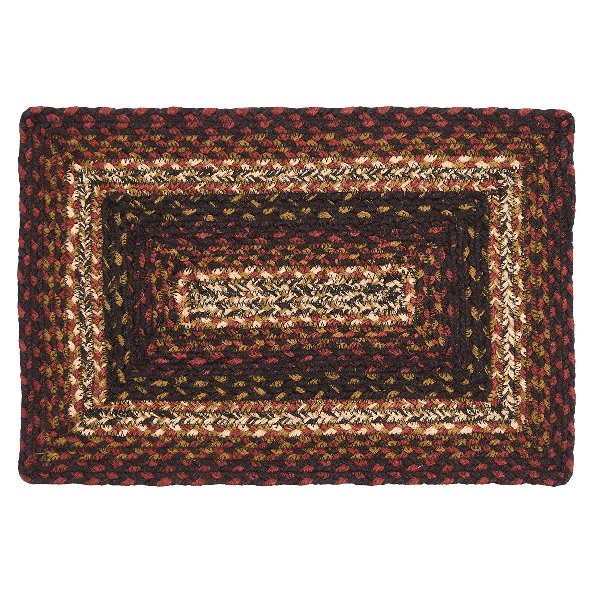 Country Beckham Placemat, Red Black Tan, Jute Blend, Rectangle, 10x15 Inches, 2 Pack