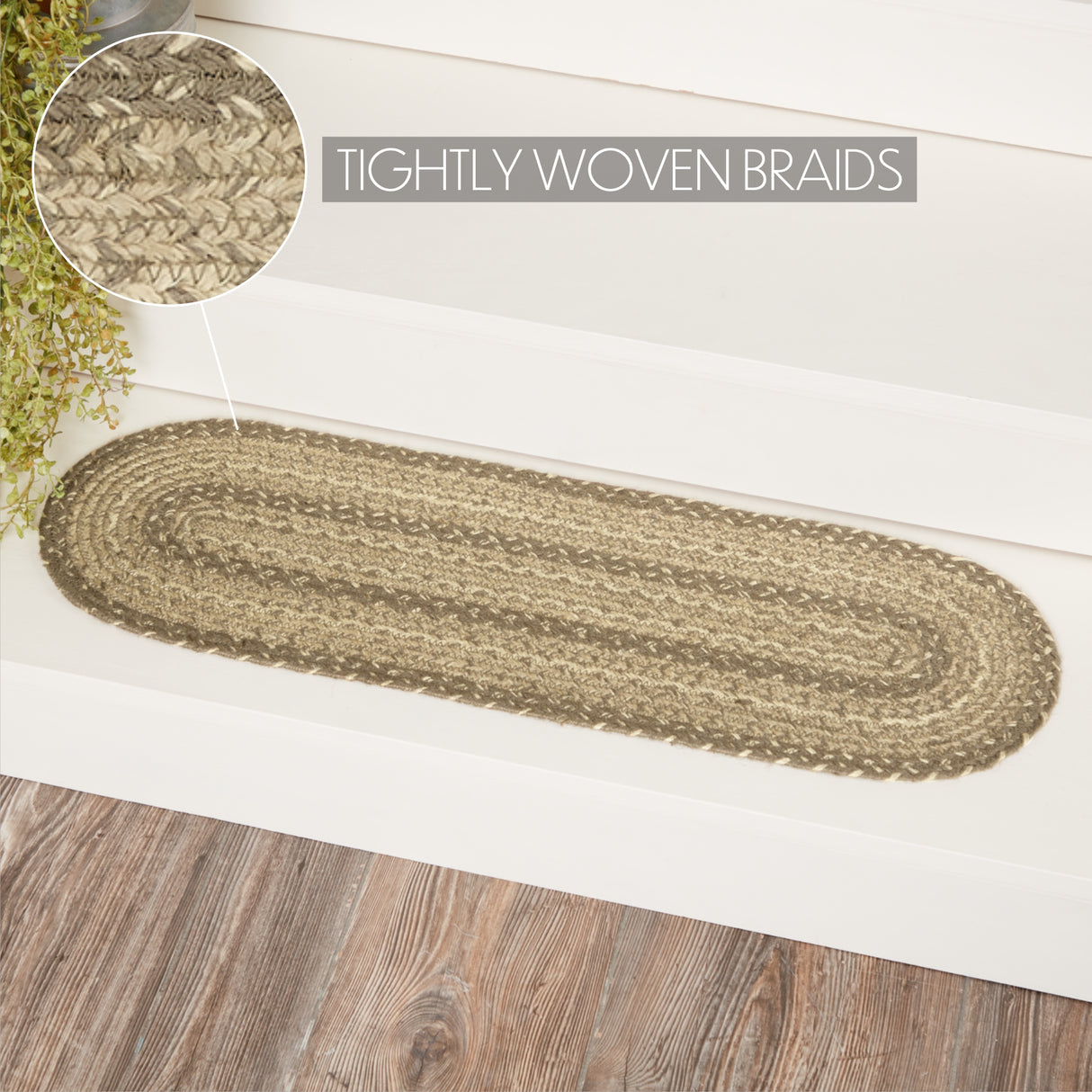 Cobblestone Jute Stair Tread Oval Latex 8.5x27, Set of 7
