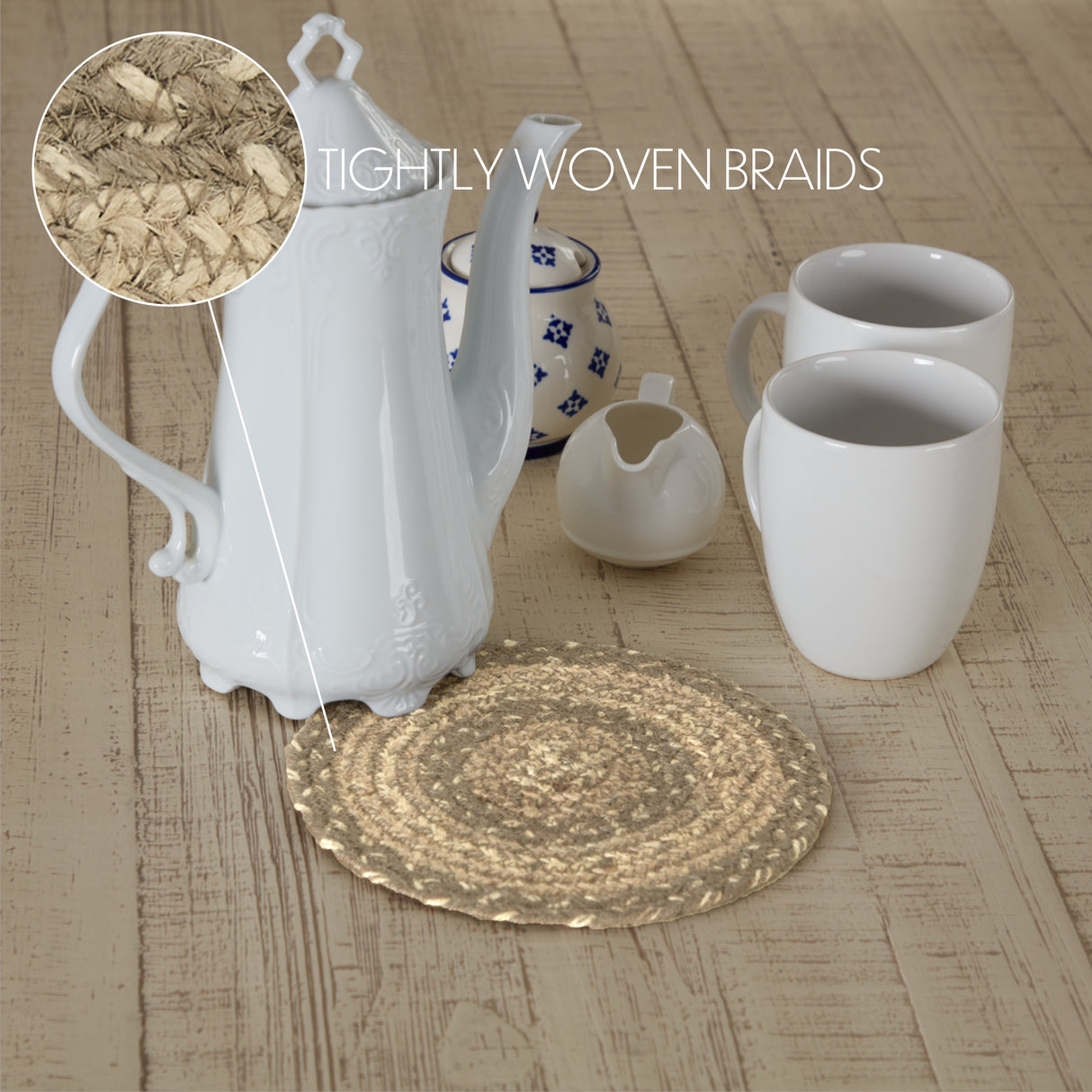 Cobblestone Jute Trivet 8 Set of 3