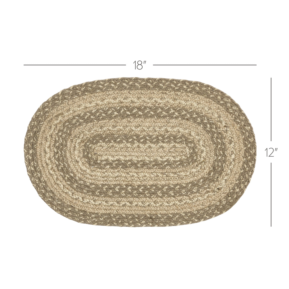 Farmhouse Cobblestone Table Placemat, Tan Grey White, Jute Blend, Oval, 12x18 Inches, 8 Pack 8 Pack