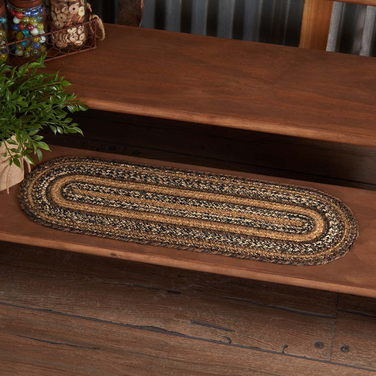 Espresso Jute Stair Tread Oval Latex 8.5x27, Set of 7