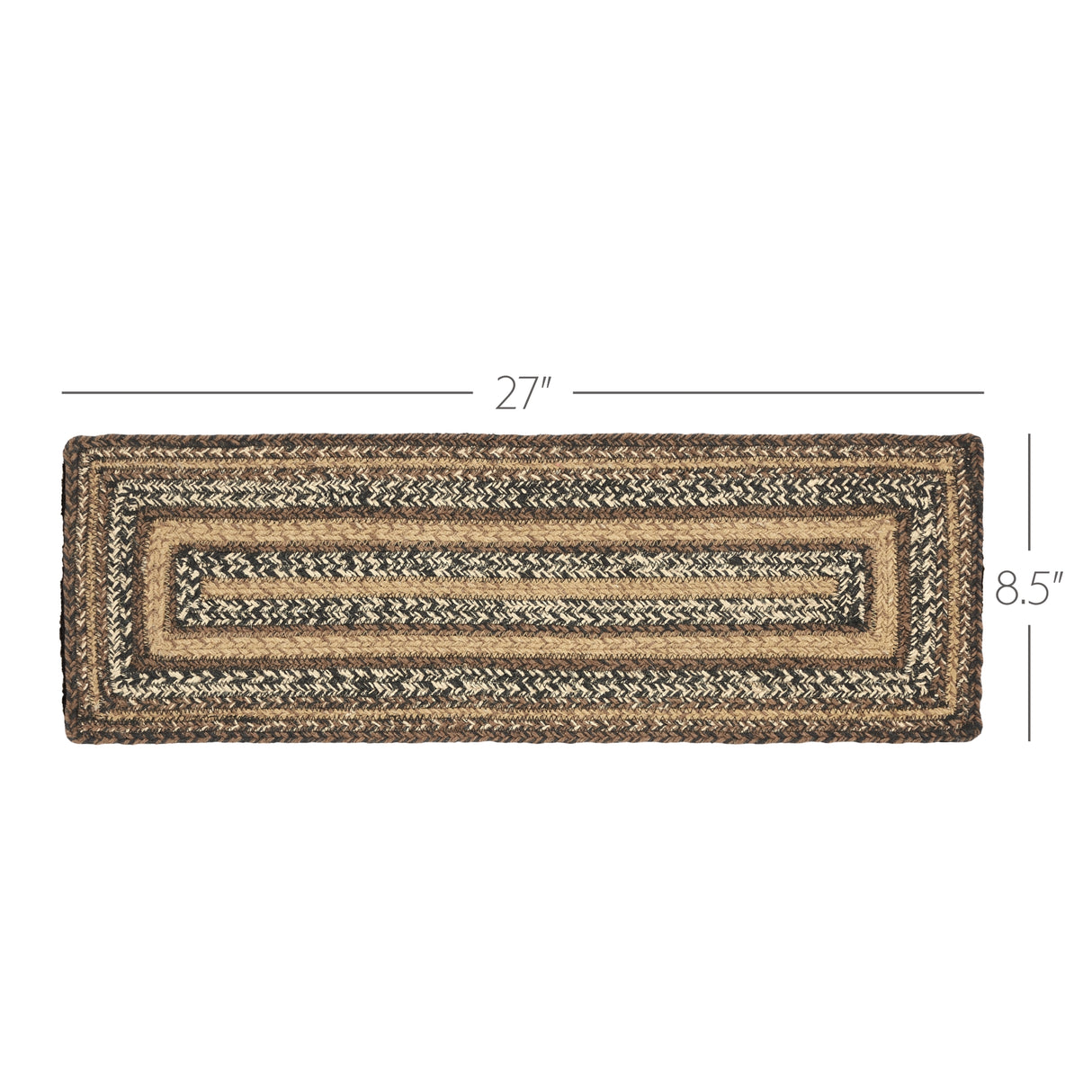 Espresso Jute Stair Tread Rect Latex 8.5x27, Set of 7