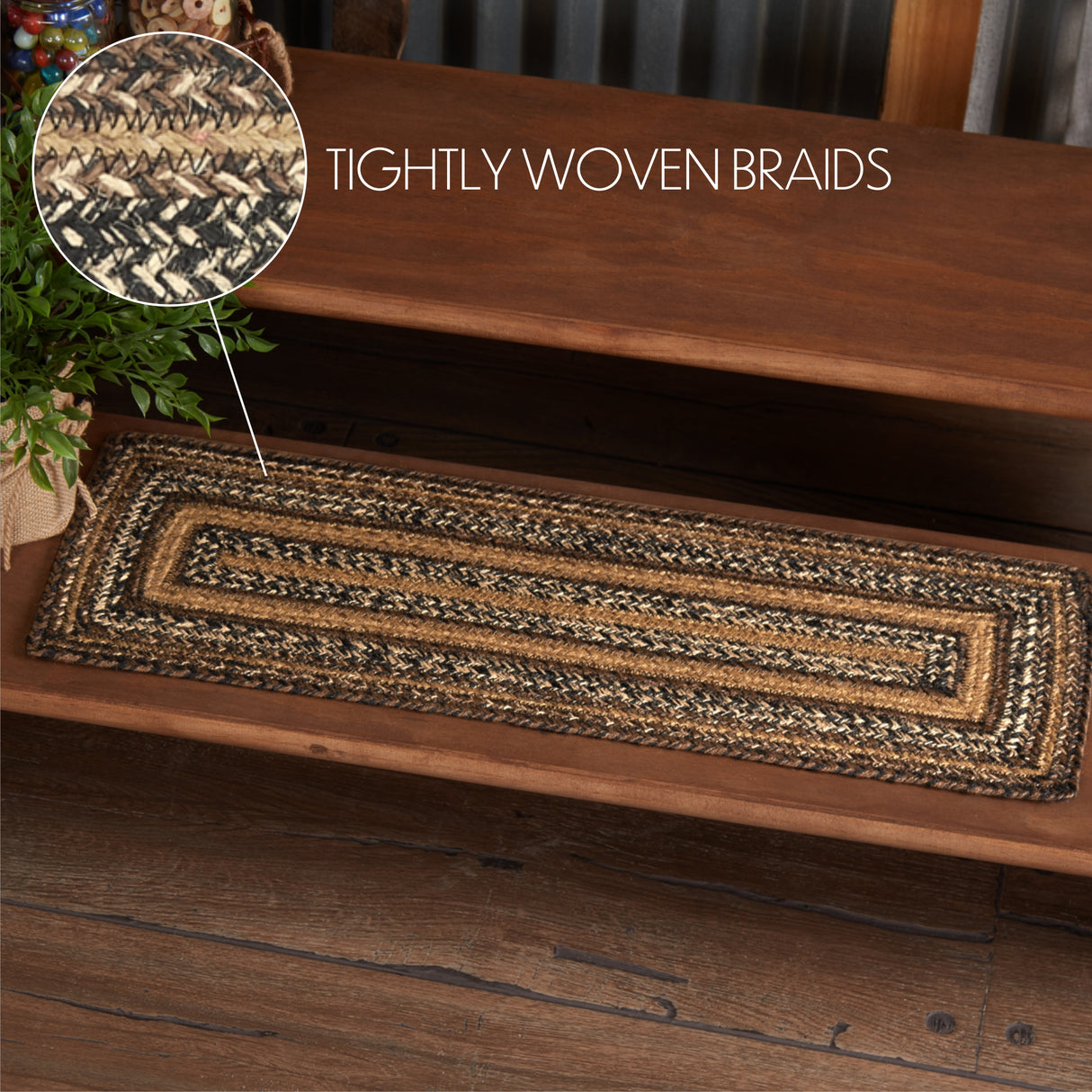 Espresso Jute Stair Tread Rect Latex 8.5x27, Set of 7