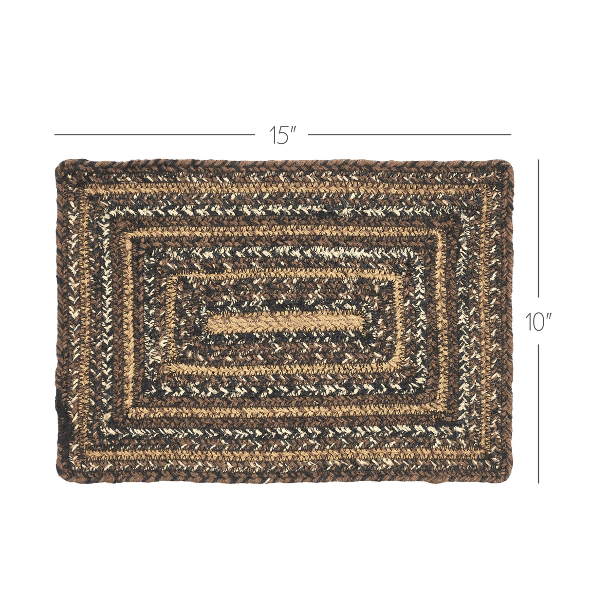 Country Espresso Table Placemat, Brown Black Tan, Jute Blend, Rectangle, 10x15 Inches, 12 Pack 12 Pack