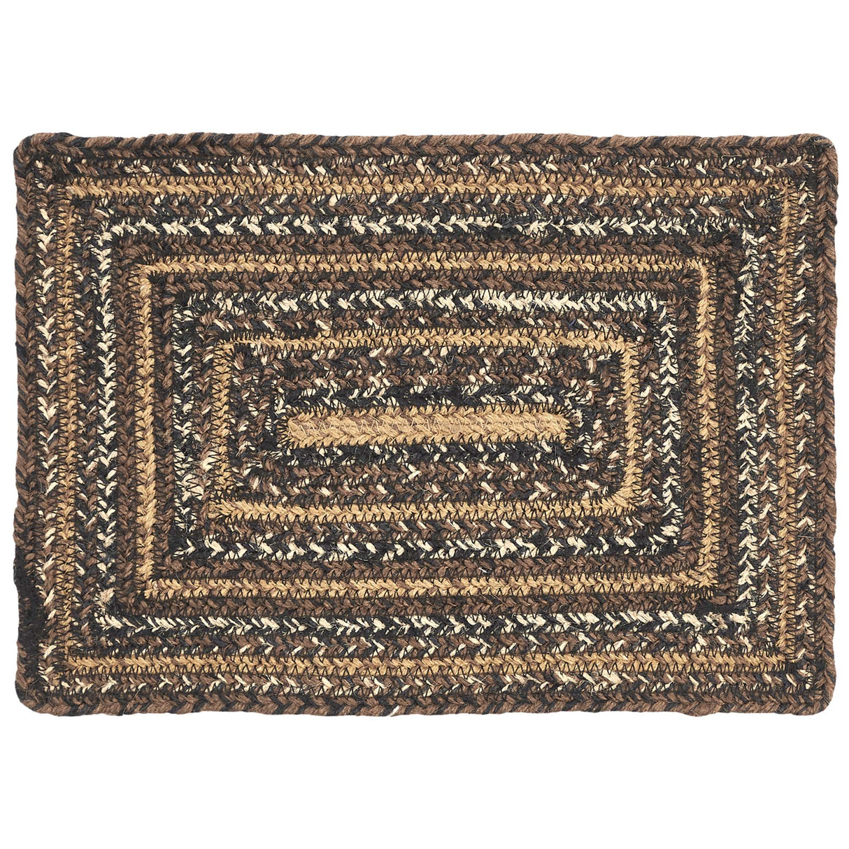 Country Espresso Table Placemat, Brown Black Tan, Jute Blend, Rectangle, 10x15 Inches, 8 Pack 8 Pack