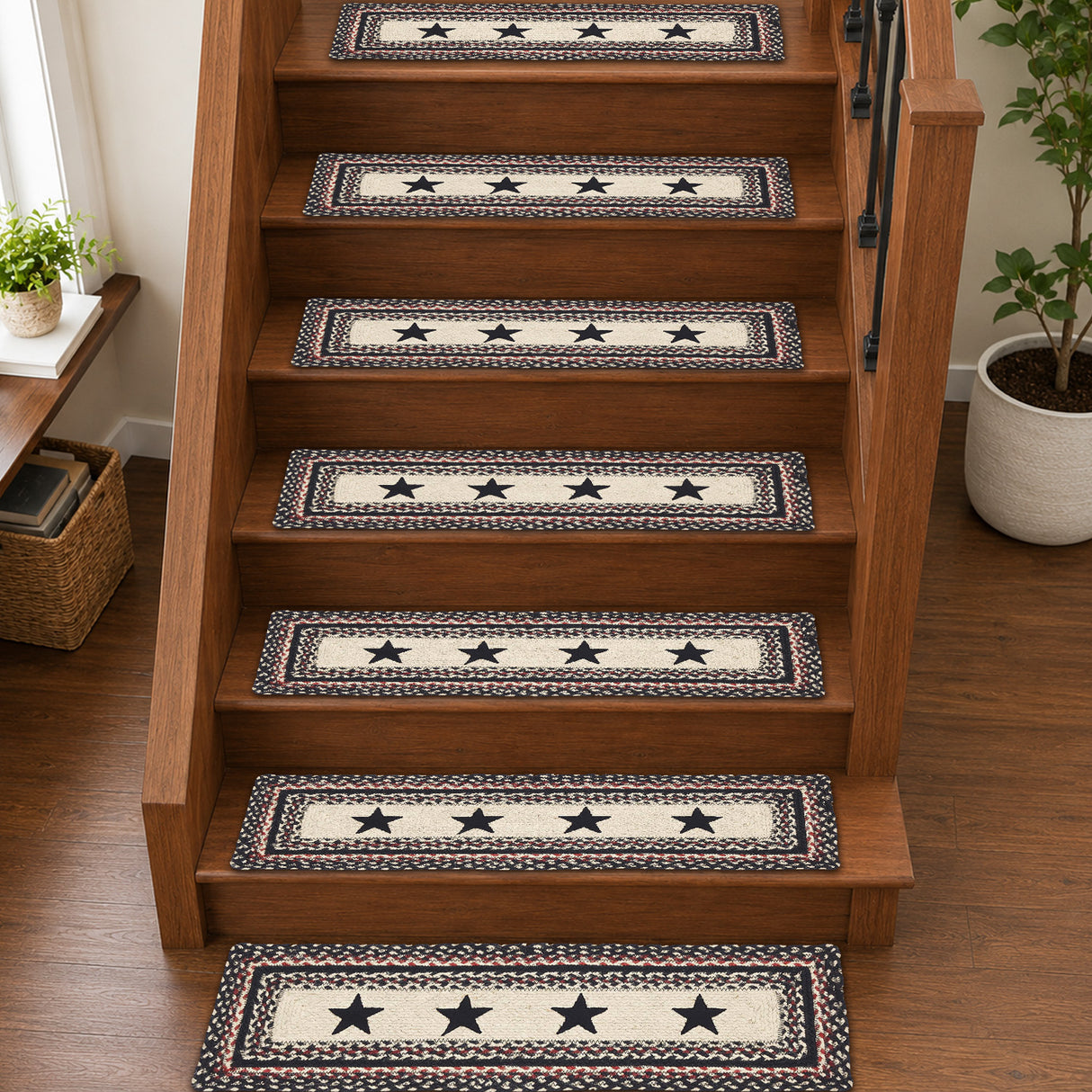Colonial Star Jute Stair Tread Rect Latex 8.5x27, Set of 7