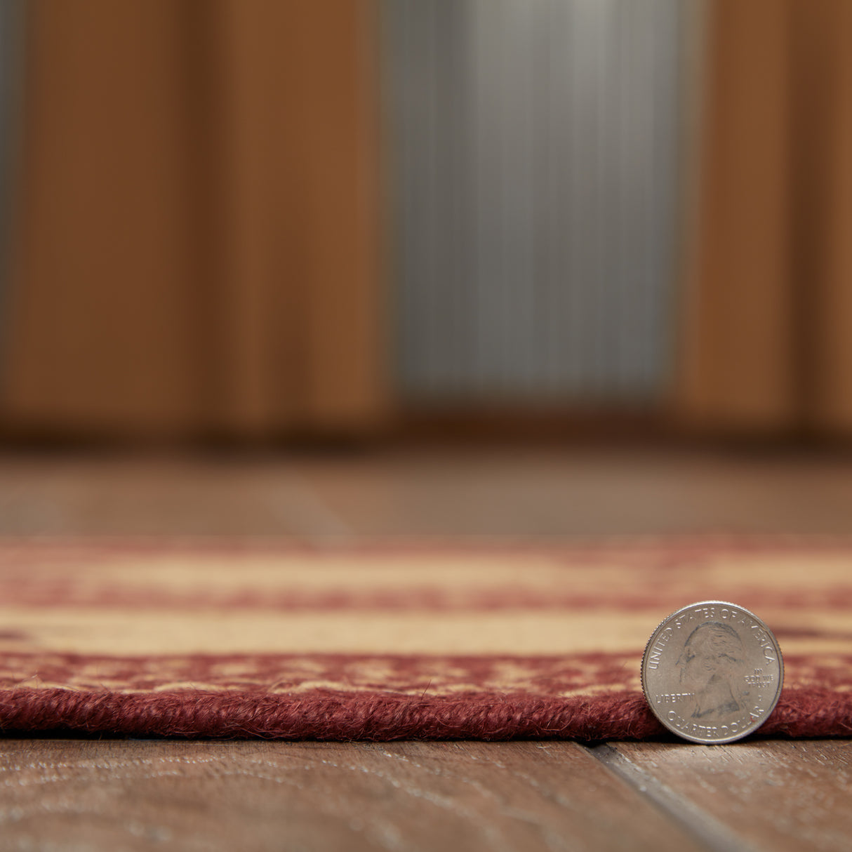 Burgundy Red Primitive Jute Rug Oval Stencil Stars w/ Pad 27x48