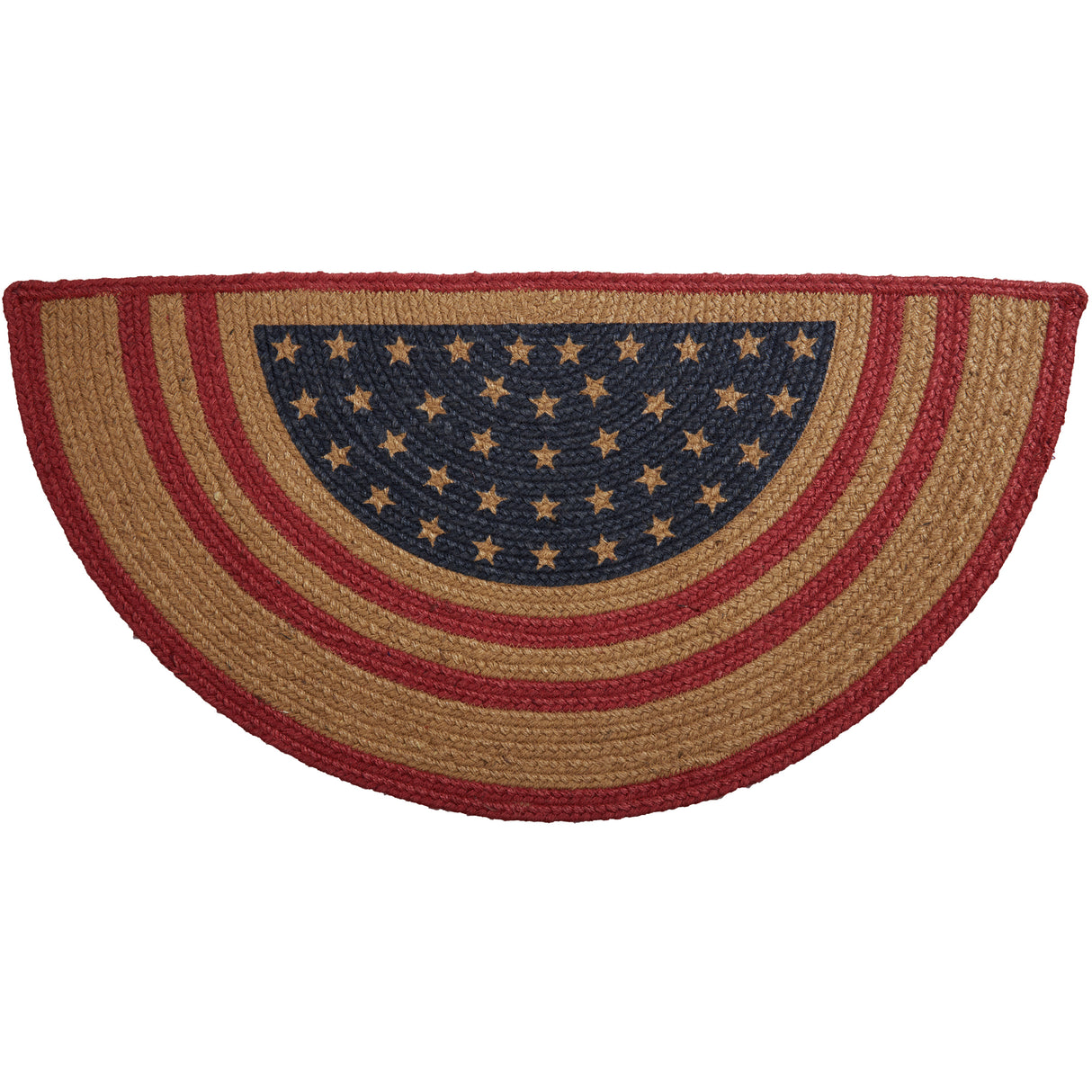 Liberty Stars Flag Jute Rug Half Circle w/ Pad 16.5x33