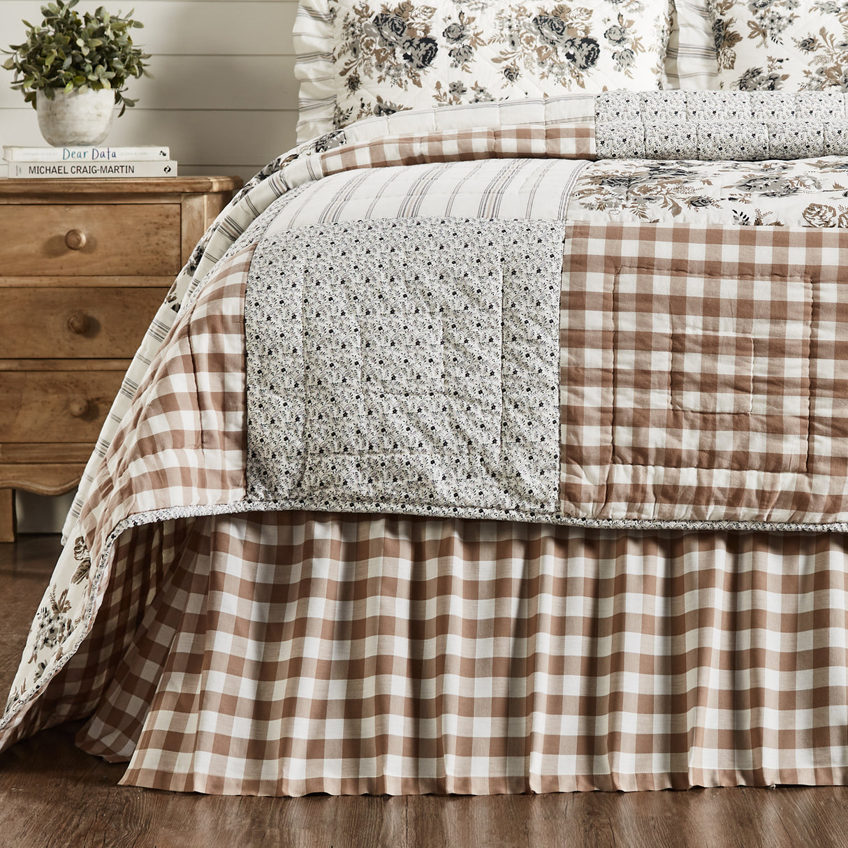 Bed Skirt Farmhouse Annie Buffalo Check Dust Ruffle Bedroom Decor VHC Brands