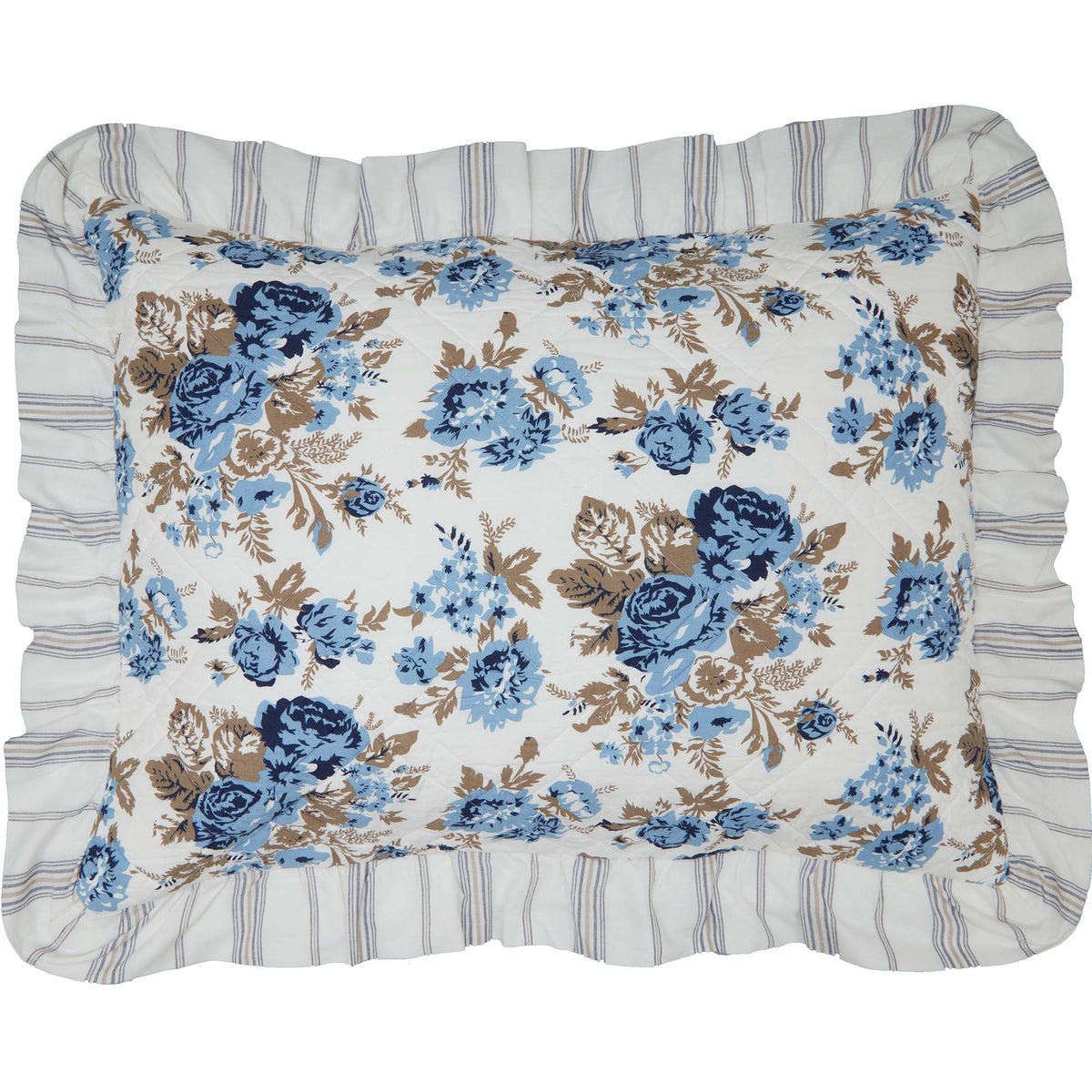 Annie Blue Floral Ruffled Standard Sham 21x27, Set of 2