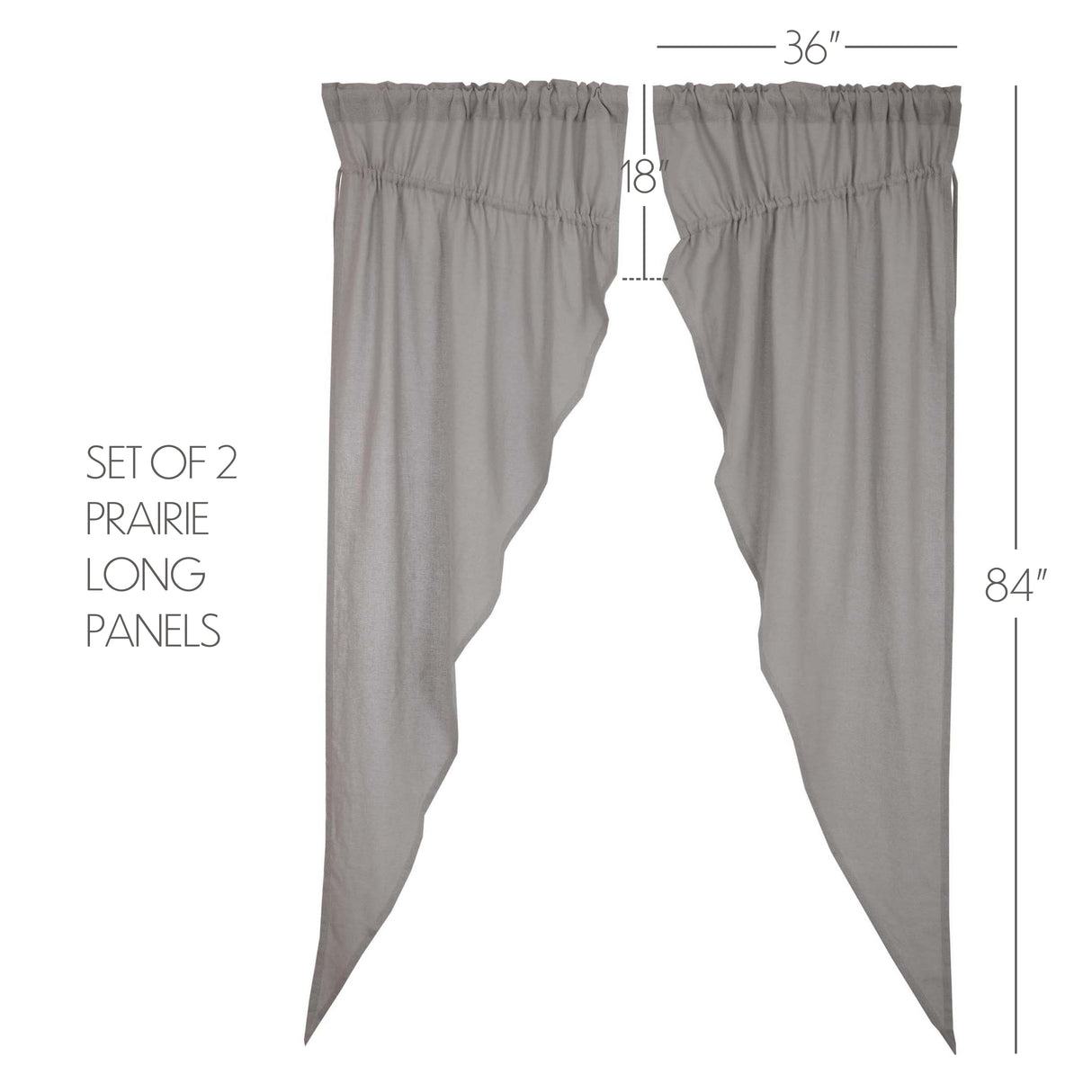 Burlap Dove Grey Prairie Long Panel Set of 2 84x36x18