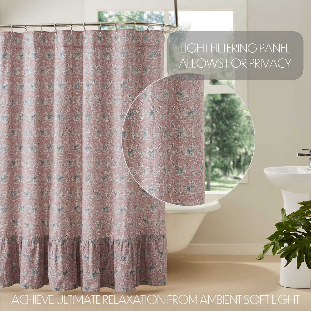 Kaila Floral Ruffled Shower Curtain 72x72