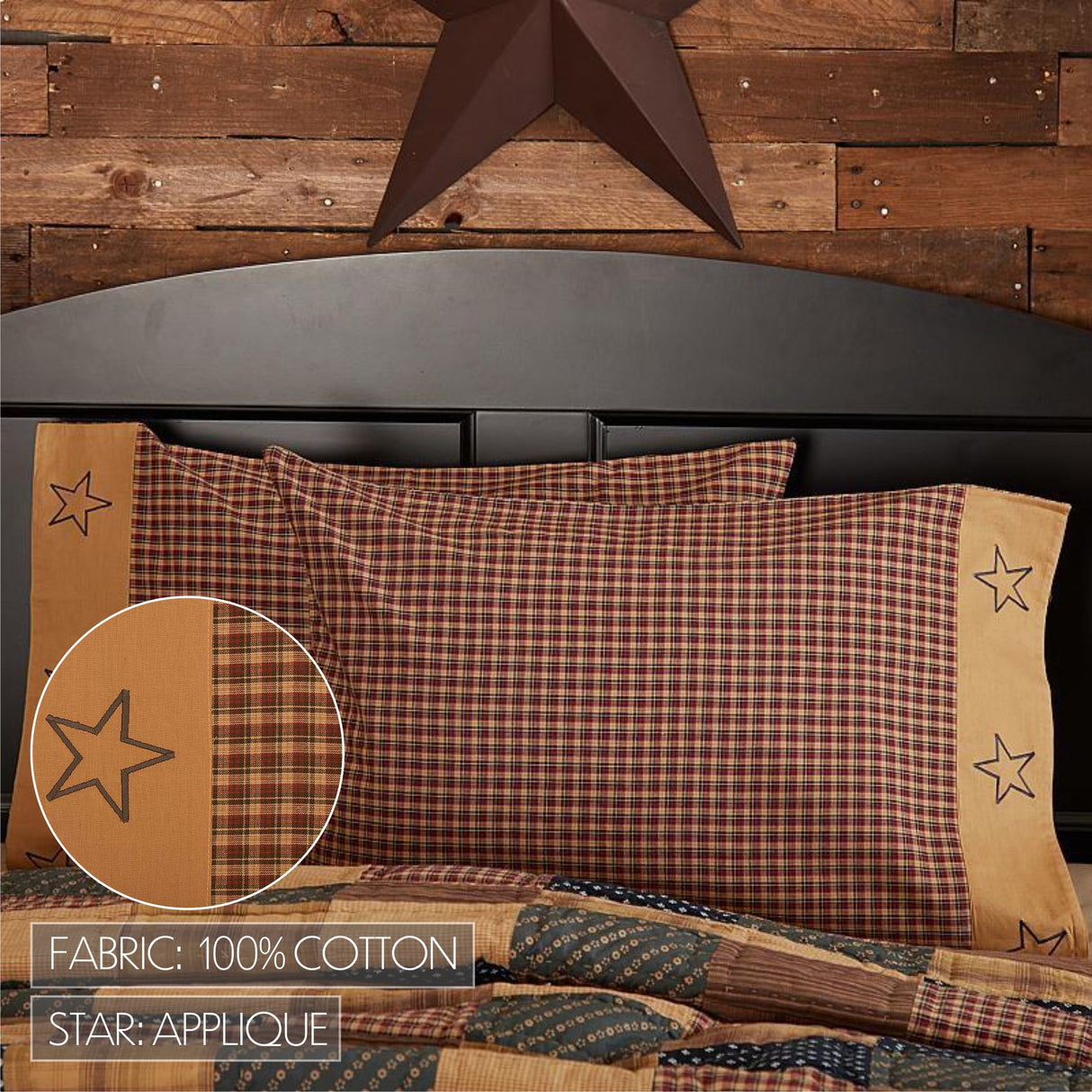 Patriotic Patch Pillow Case Set of 2