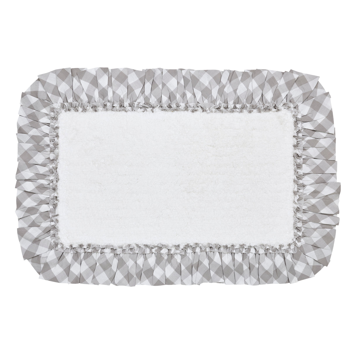 VHC Brands Annie Buffalo Check Ash Grey 2pc Bathhmat Set, 20x30 and 27x48
