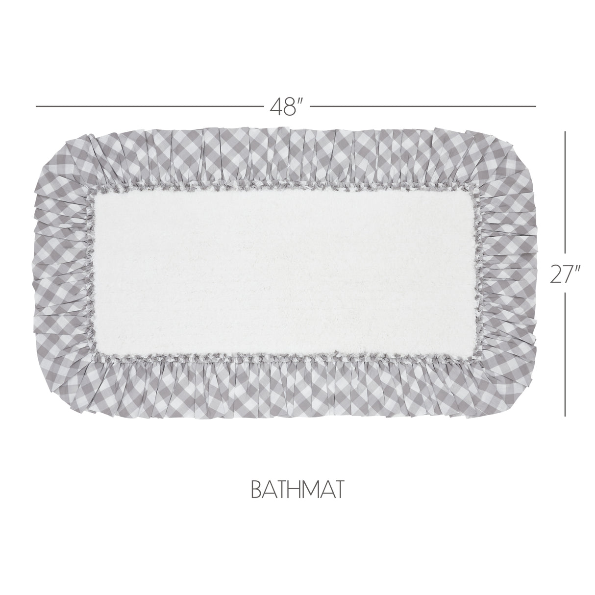 VHC Brands Annie Buffalo Check Ash Grey 2pc Bathhmat Set, 20x30 and 27x48