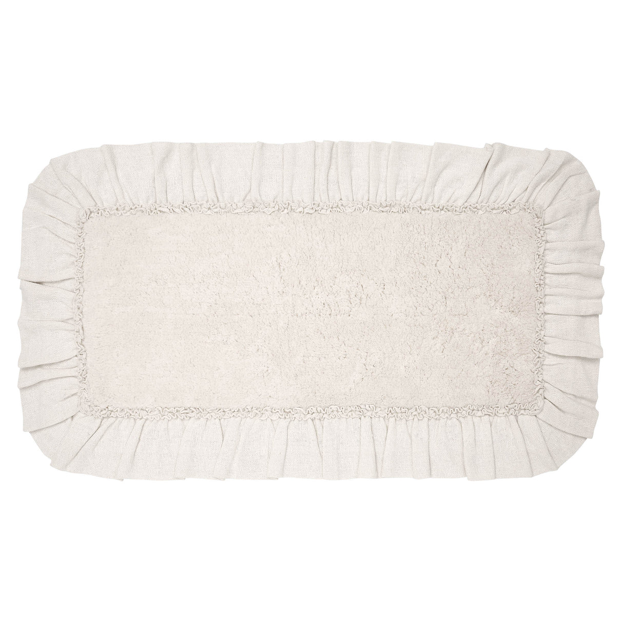 VHC Brands Burlap Antique White 2pc Bathhmat Set, 20x30 and 27x48