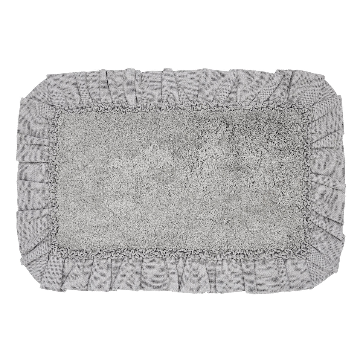 VHC Brands Burlap Dove Grey 2pc Bathhmat Set, 20x30 and 27x48