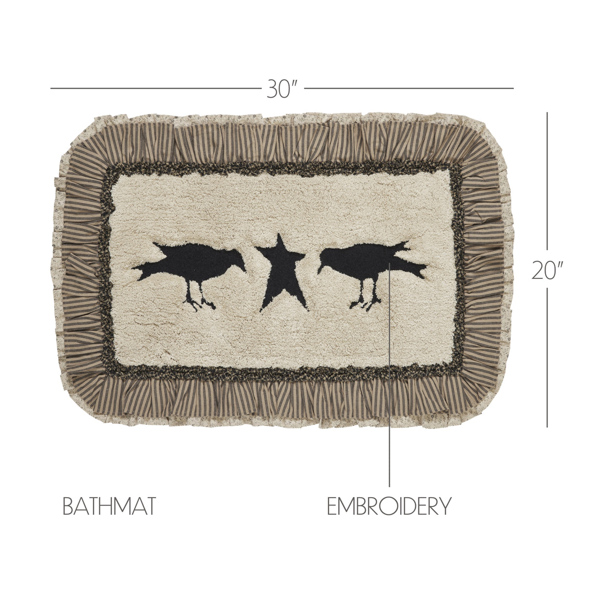 VHC Brands Kettle Grove Dark Creme 2pc Bathhmat Set, 20x30 and 27x48