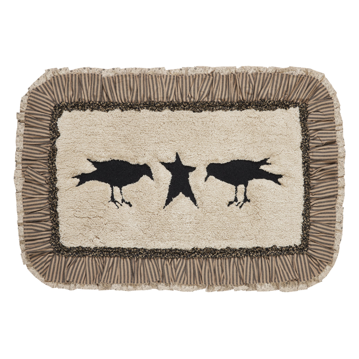 VHC Brands Kettle Grove Dark Creme 2pc Bathhmat Set, 20x30 and 27x48