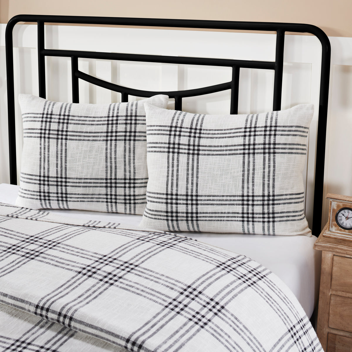 Black Plaid Sham, Set of 2
