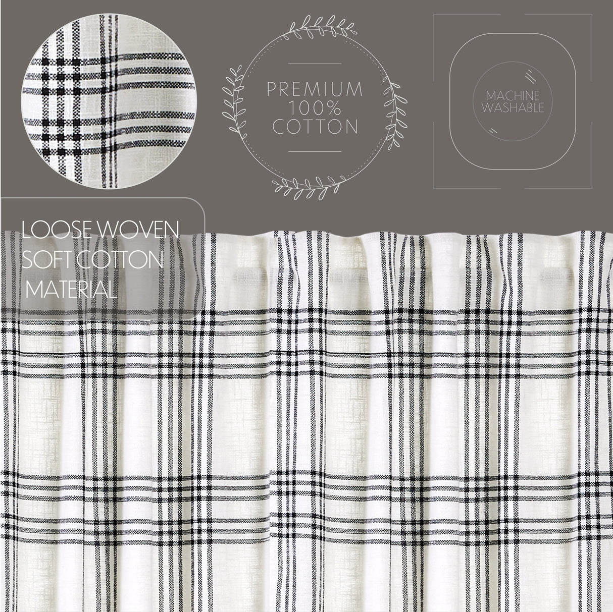 Black Plaid Curtain Set