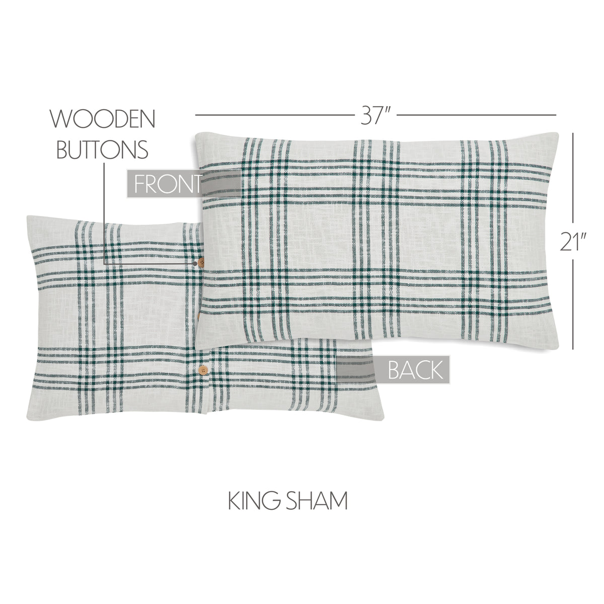 Pine Grove Plaid King Sham 21x37, Set of 2