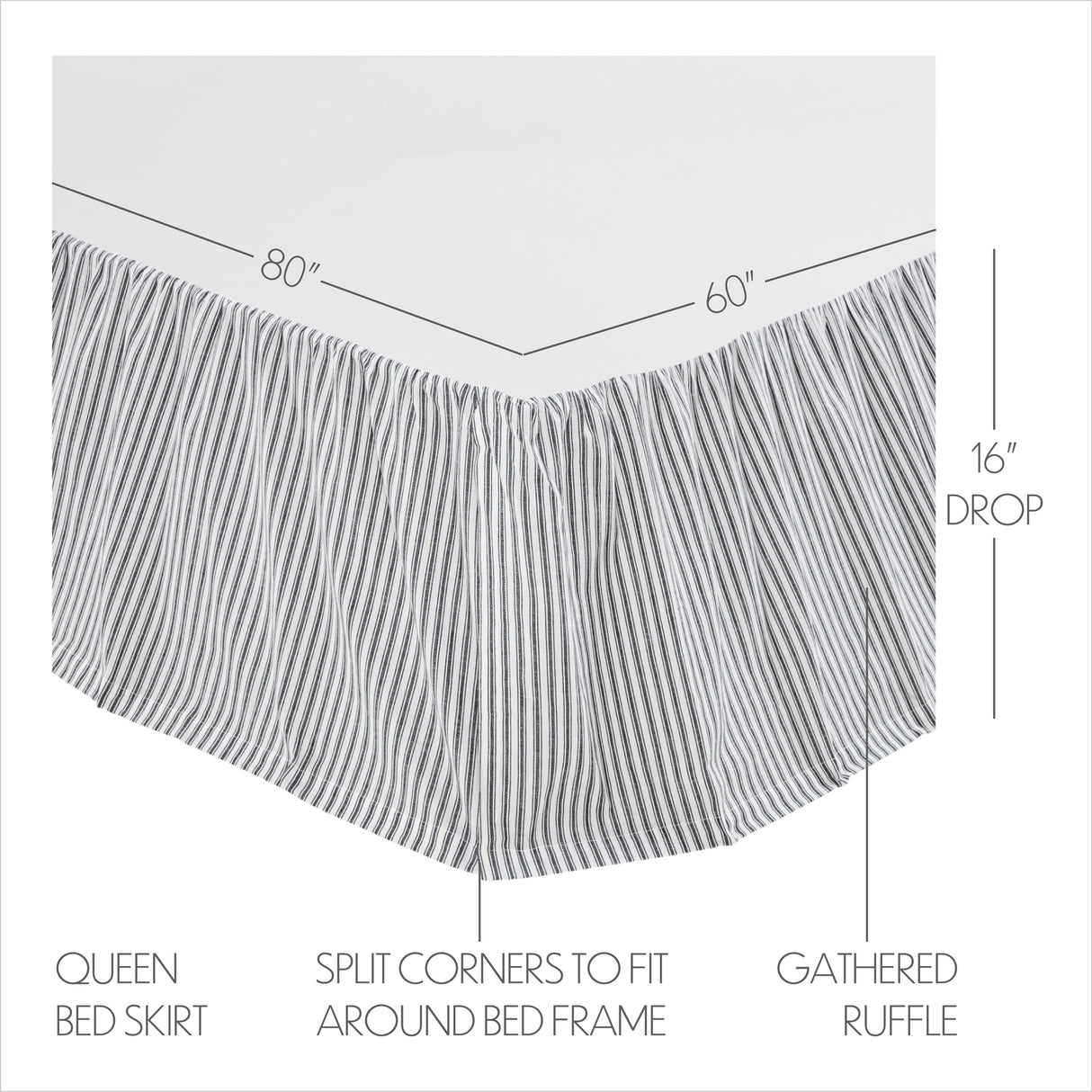 Sawyer Mill Ticking Stripe Bed Skirt