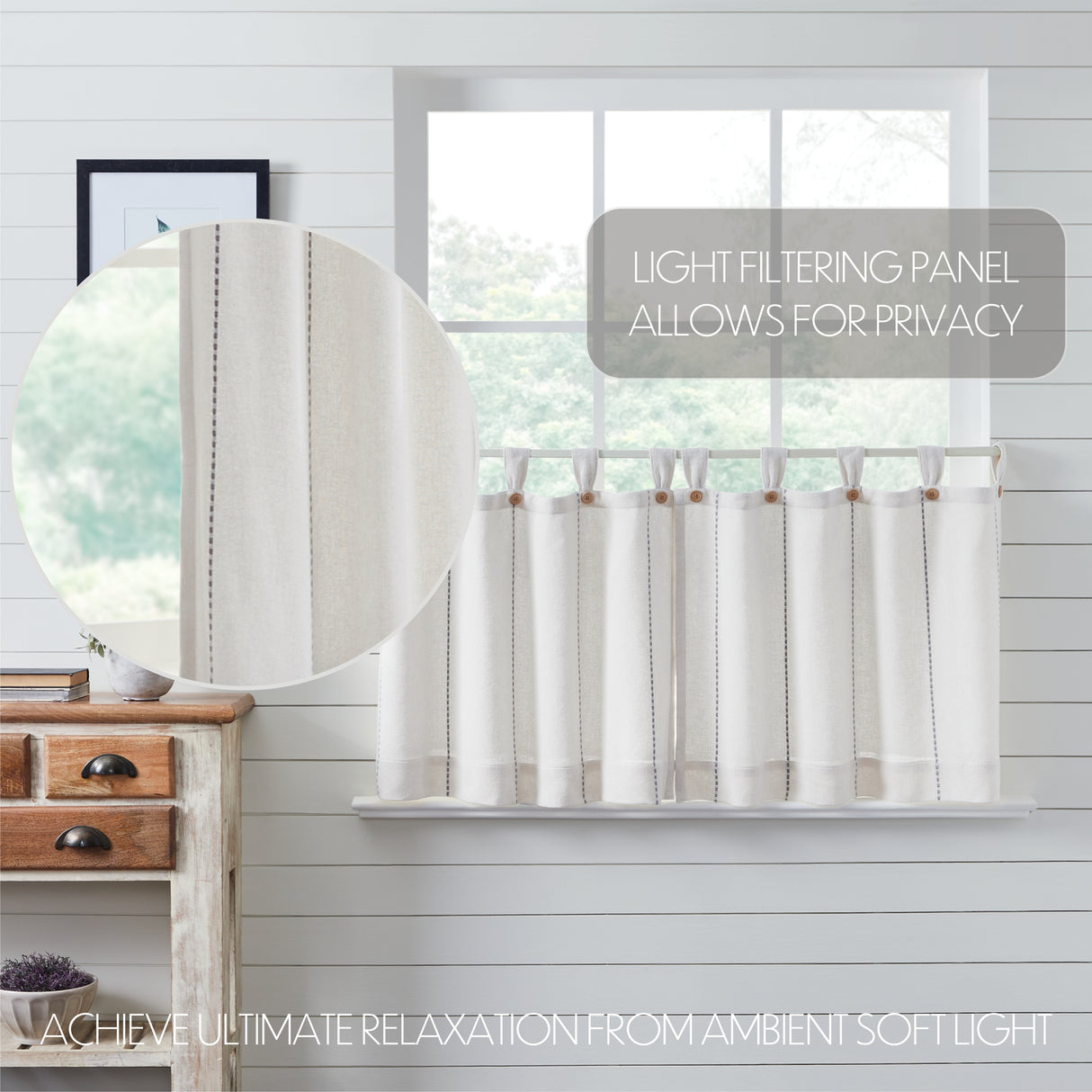 Stitched Burlap Curtain Set