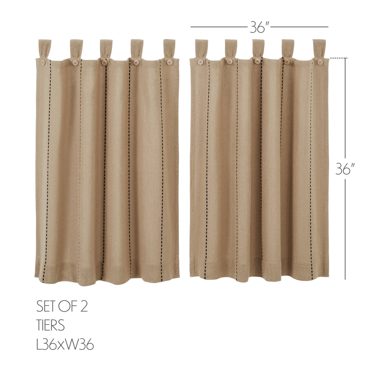 Stitched Burlap Curtain Set
