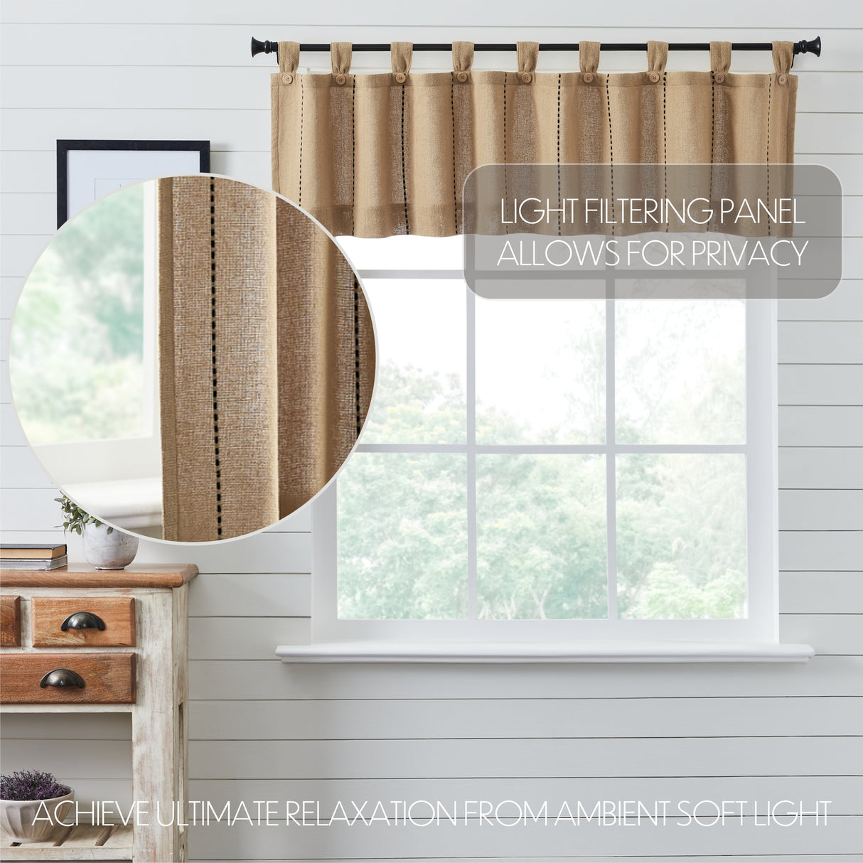 Stitched Burlap Curtain Set