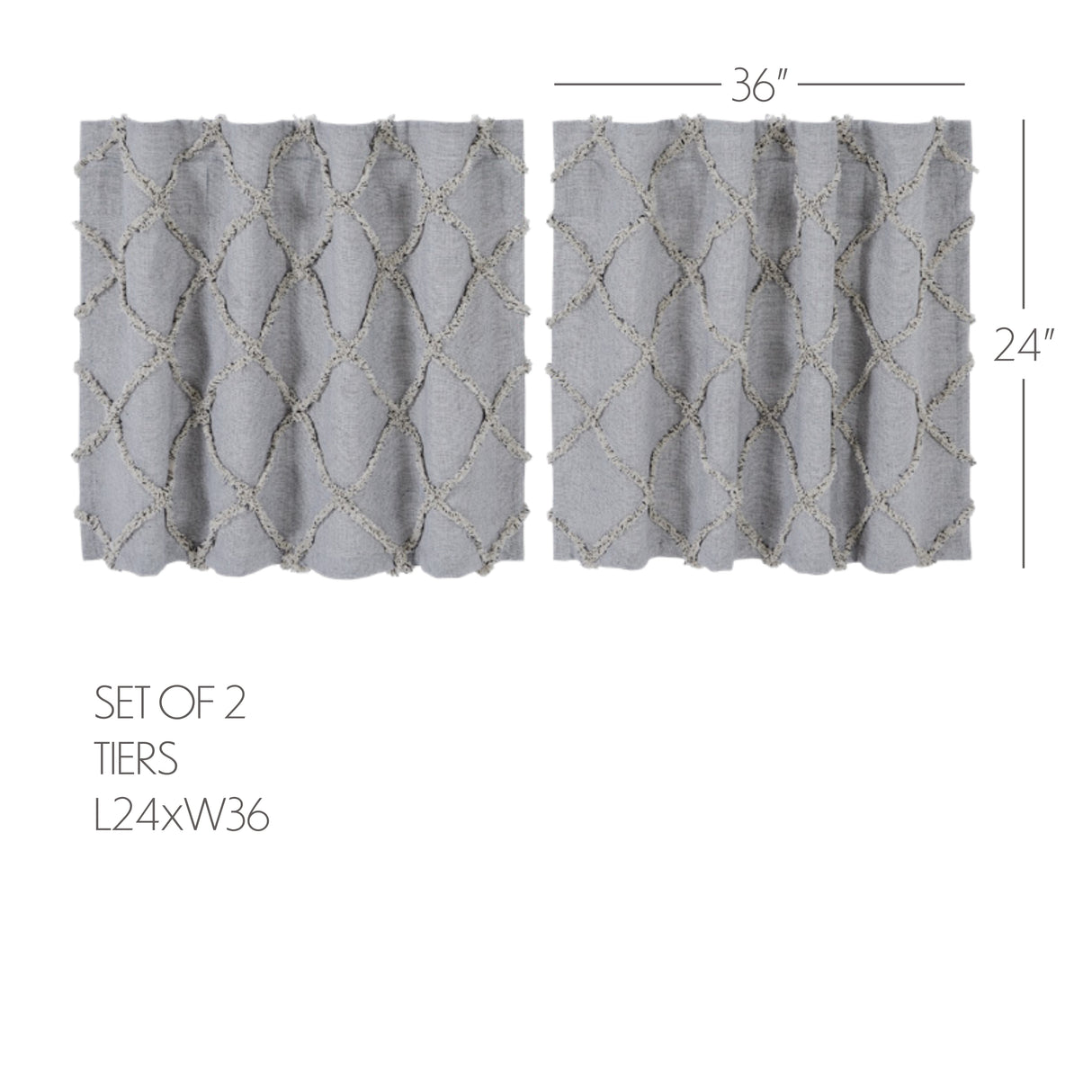 Frayed Lattice Curtain Set
