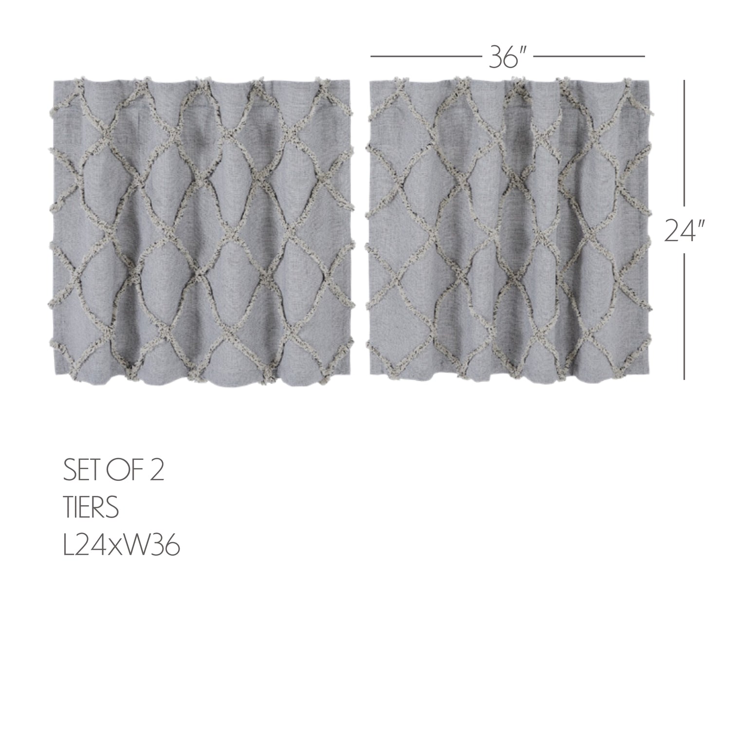 Frayed Lattice Curtain Set