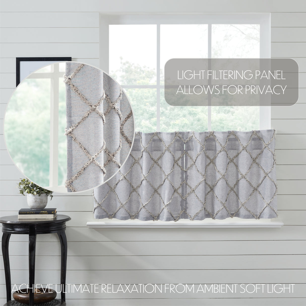 Frayed Lattice Curtain Set