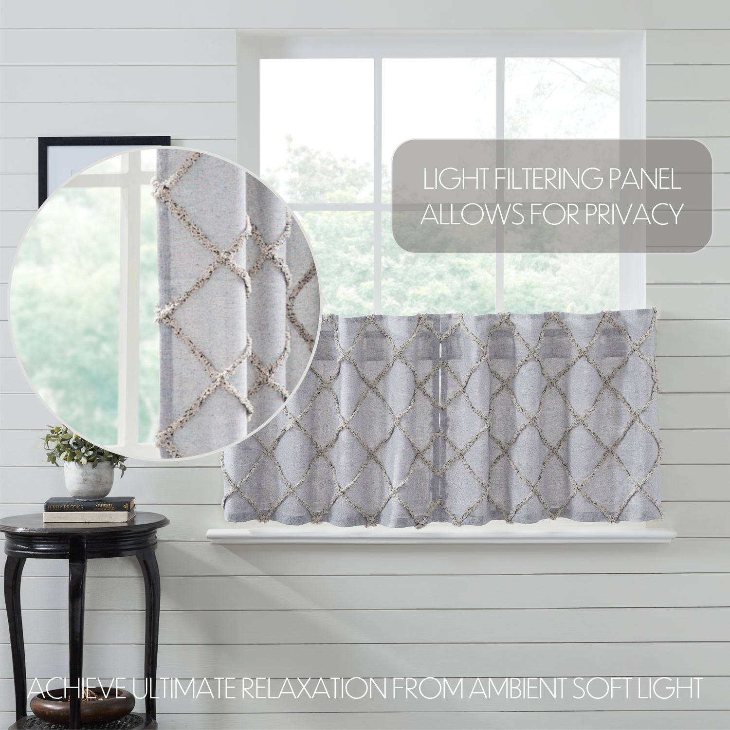 Frayed Lattice Curtain Set